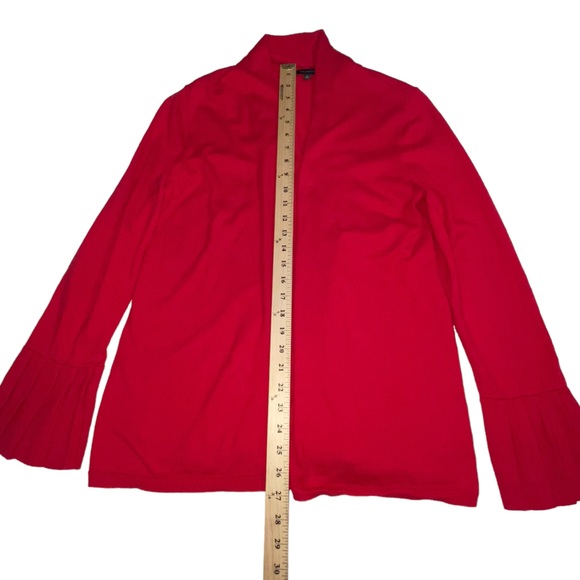 Talbots Cotton Cashmere Blend Red Open Cardigan Pleated Cuffs - Women’s Large - Picture 3 of 10